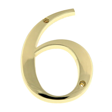 Polished Brass 4" House Address Number (6)