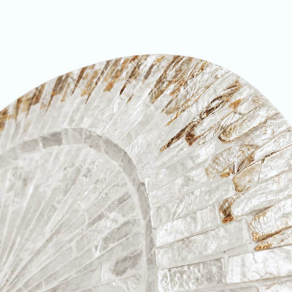 Mother of Pearl Charger Plates, 13 Inch Set of 2, Champagne Gold