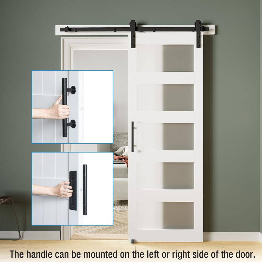 32in x 80in 5-Panel Sliding Glass Barn Door with 4ft Hardware Kit