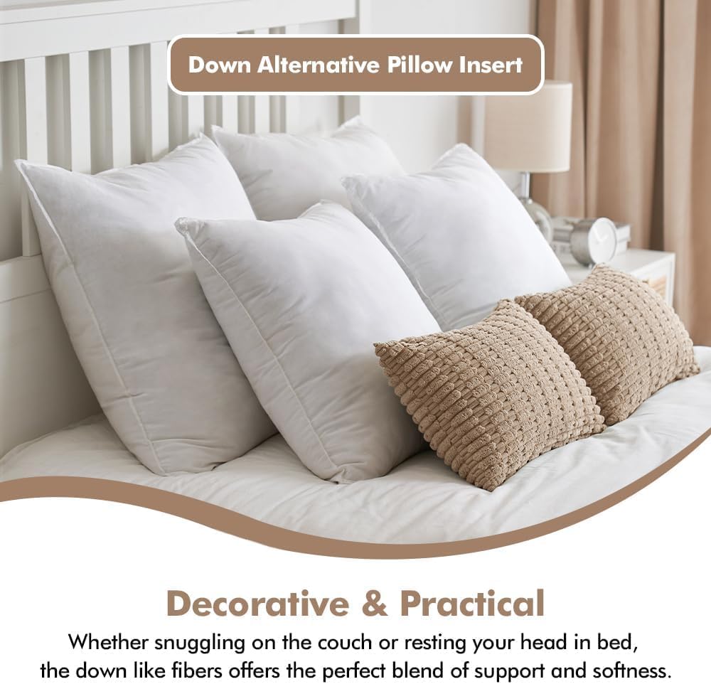 22x22 Pillow Inserts,Down Alternative Throw Pillows - Set of 2
