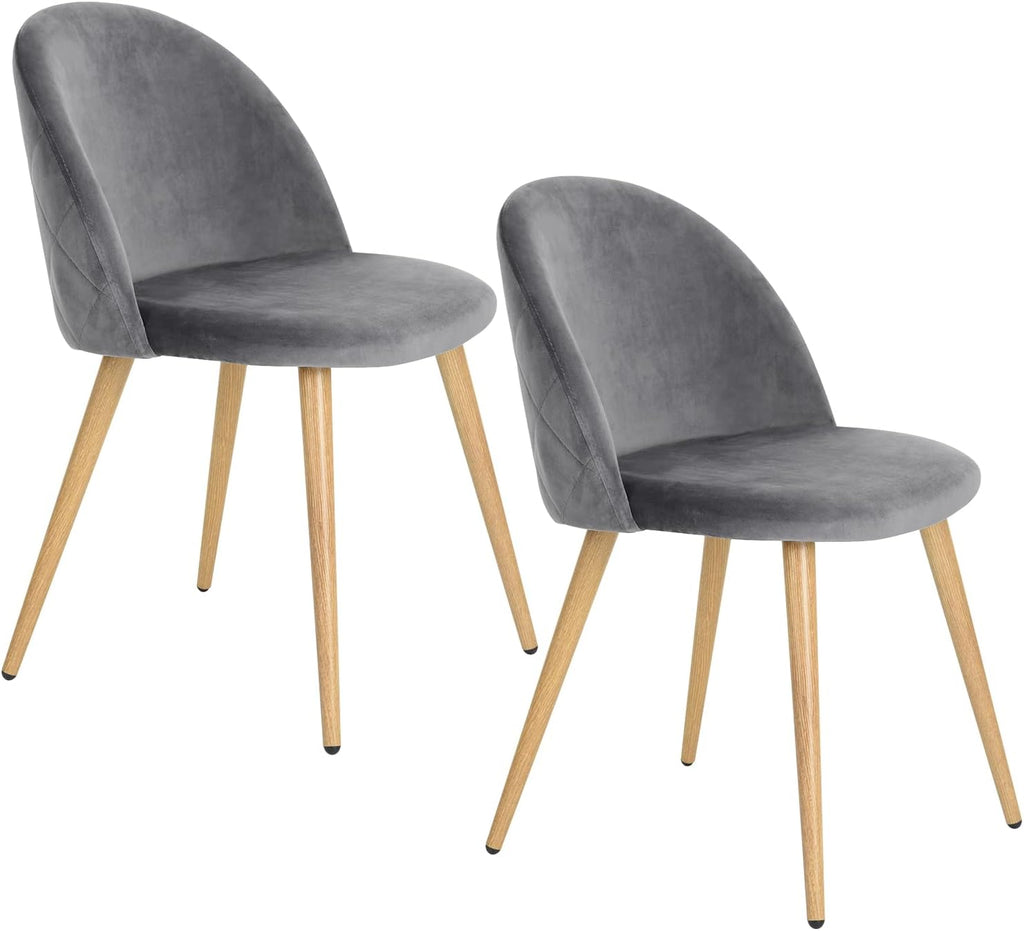 FurnitureR Upholstered Velvet Dining Chair Mid Back Armless with Wood Legs for Home Kitchen Bedroom Living Room
