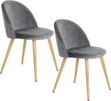 FurnitureR Upholstered Velvet Dining Chair Mid Back Armless with Wood Legs for Home Kitchen Bedroom Living Room