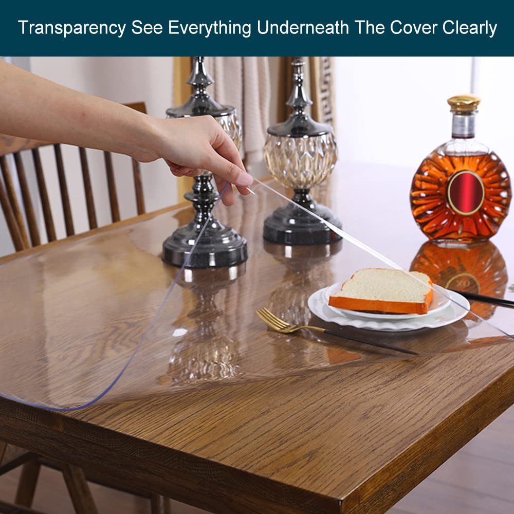 Multi-Size Clear Table Protector Custom Eco Plastic Tablecloth Desk Cover Non-Slip Protective Pads Waterproof 5ft