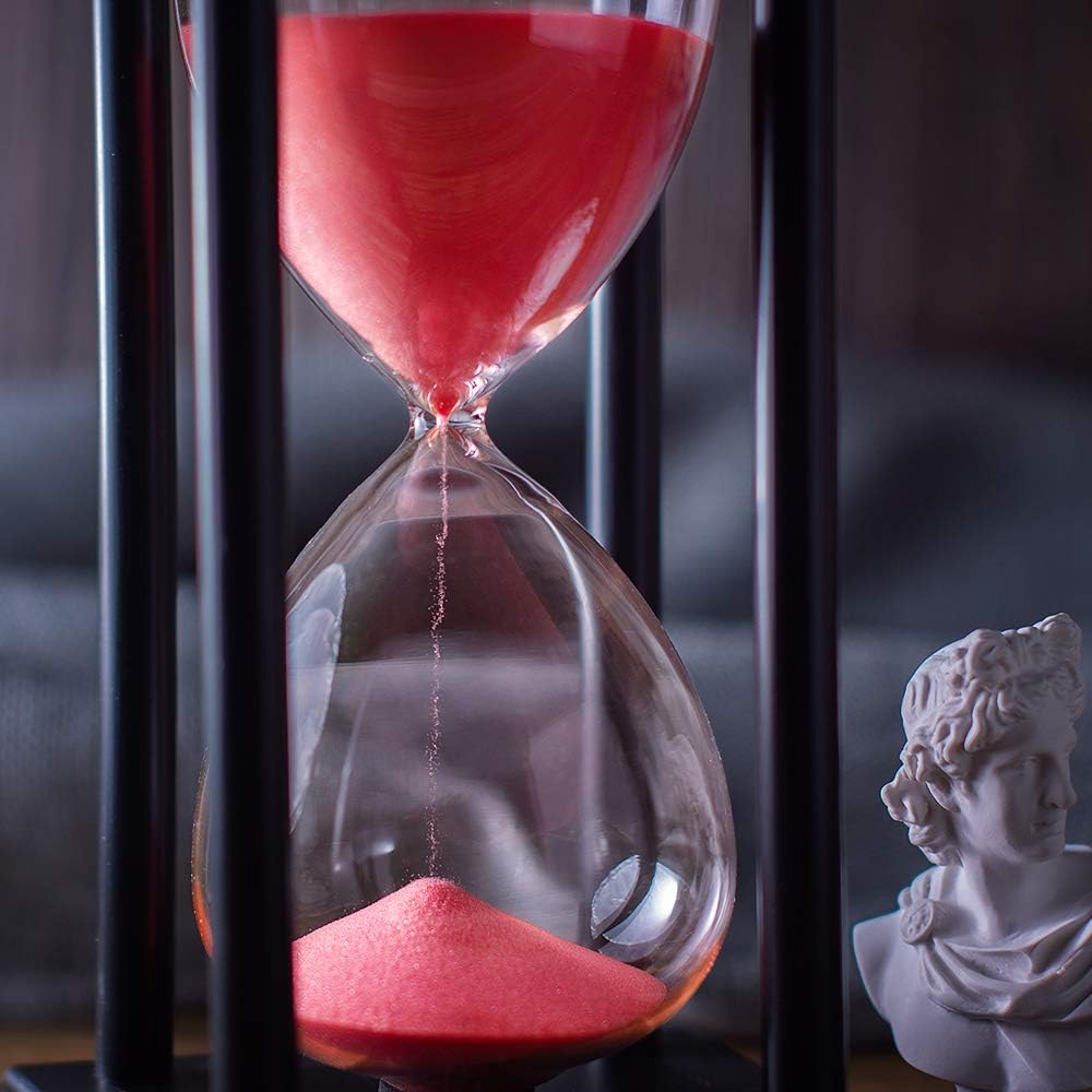 Hourglass Timer with Red Sand, 60 Minute Wooden Sand Timer