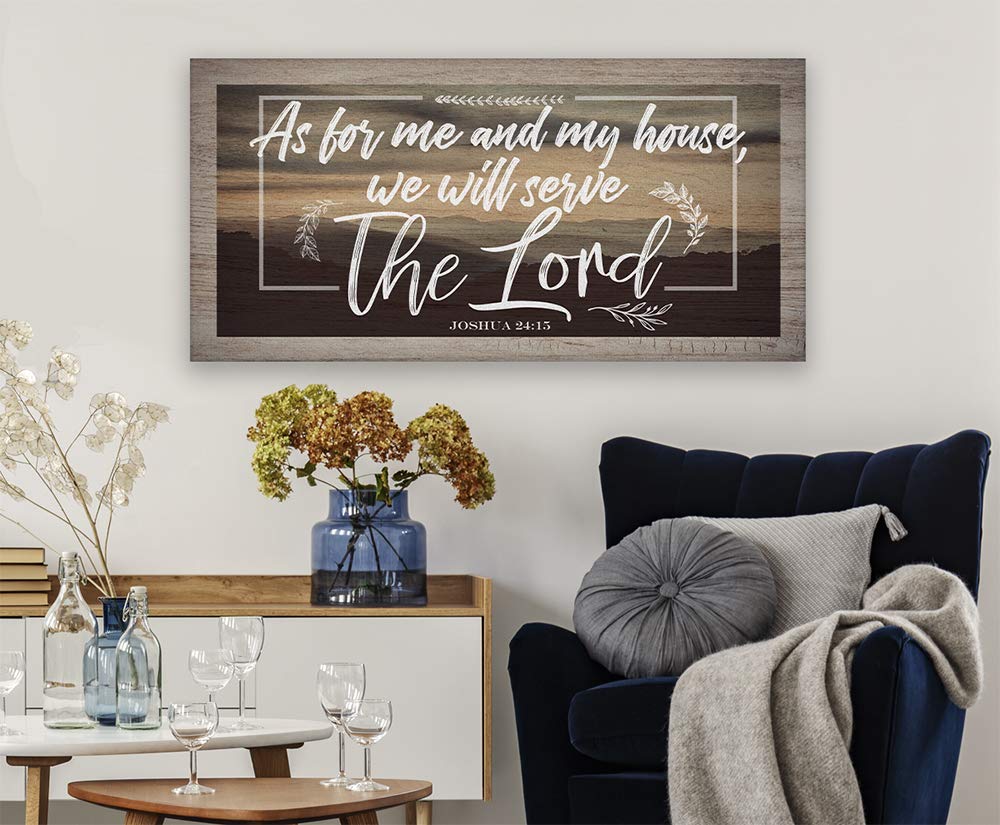 As For Me And My House, 12"x24" Canvas Wall Art (Printed on Canvas, Not Wood), Perfect Above a Couch and Decor, Great