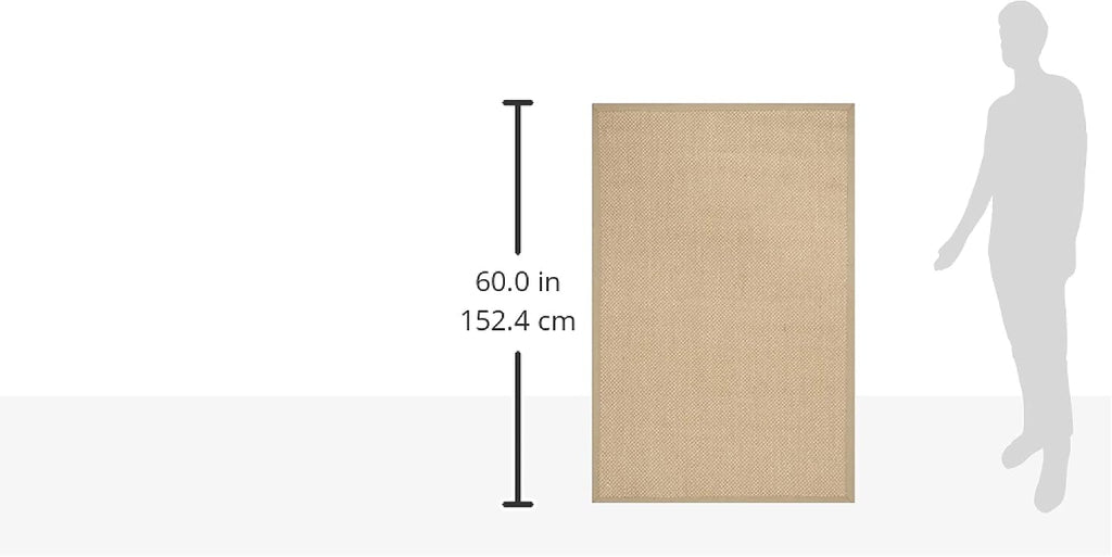 Area Rug 3x5 - Natural Fiber Collection - Maize & Linen Color, Sisal, Woven Design with Border (NF141B)