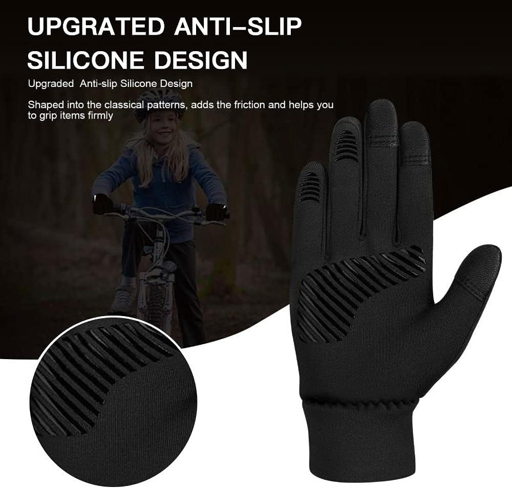 Kids Gloves Winter Waterproof Coating Warm Thick Fleece Touchscreen Anti-Slip for Boys Girls Cycling School