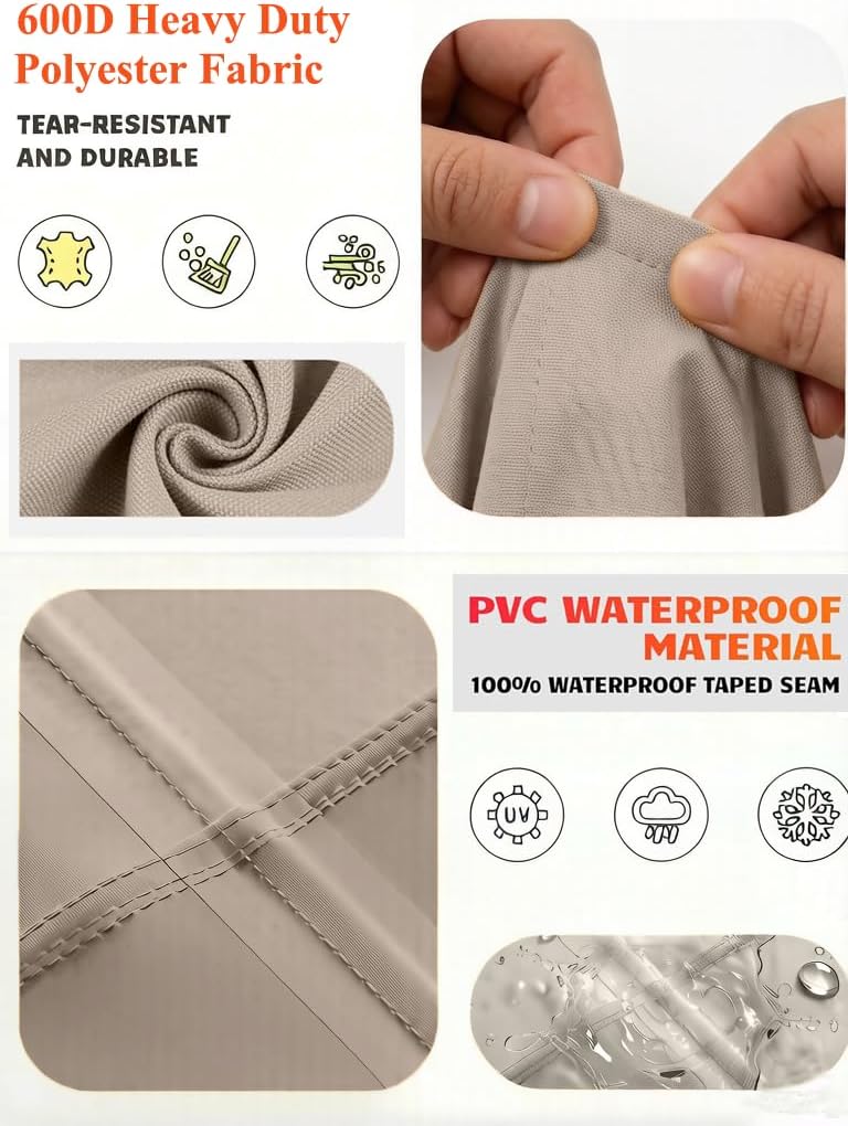 Round Patio Table Cover Outdoor Furniture Waterproof 76" Dia | Patio Furniture Covers 600D Heavy Duty,Outdoor Table