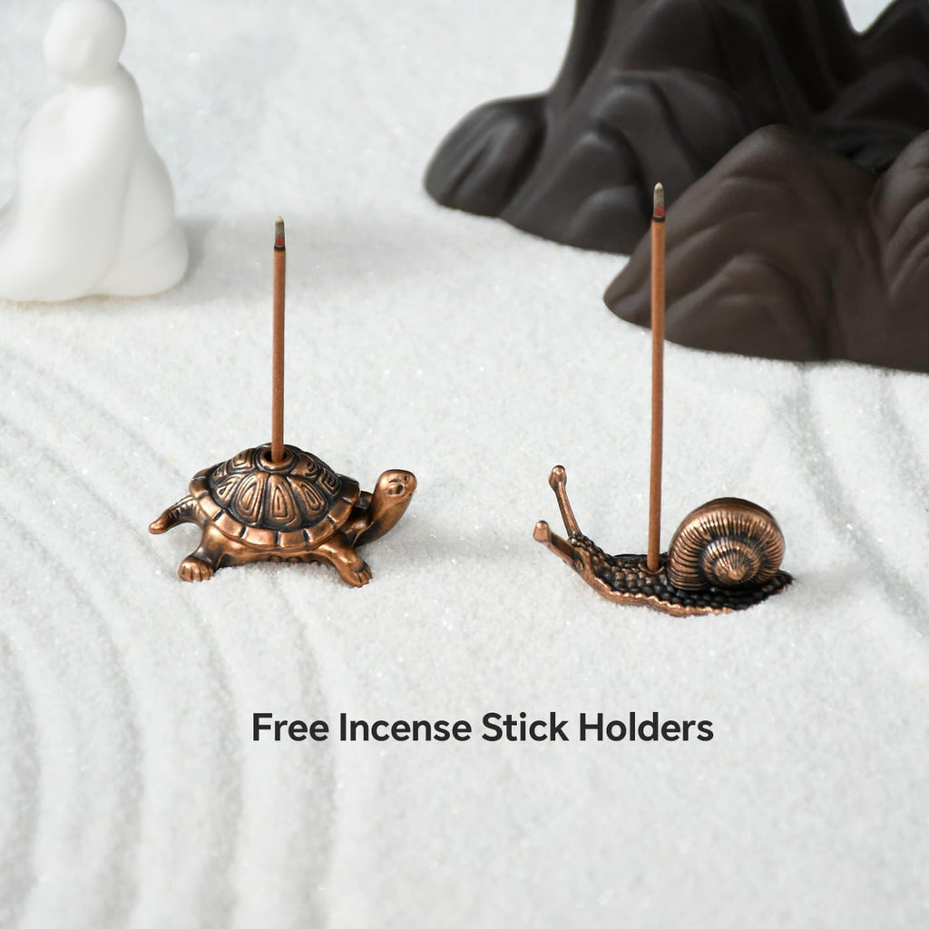 Incense Burner - Incense Waterfall Fountain Backflow Incense Holder with Sticks Holder & Cones, Tweezers, Box