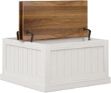 Farmhouse Coffee Table, Square Wood Center Table with Large Hidden Storage Compartment