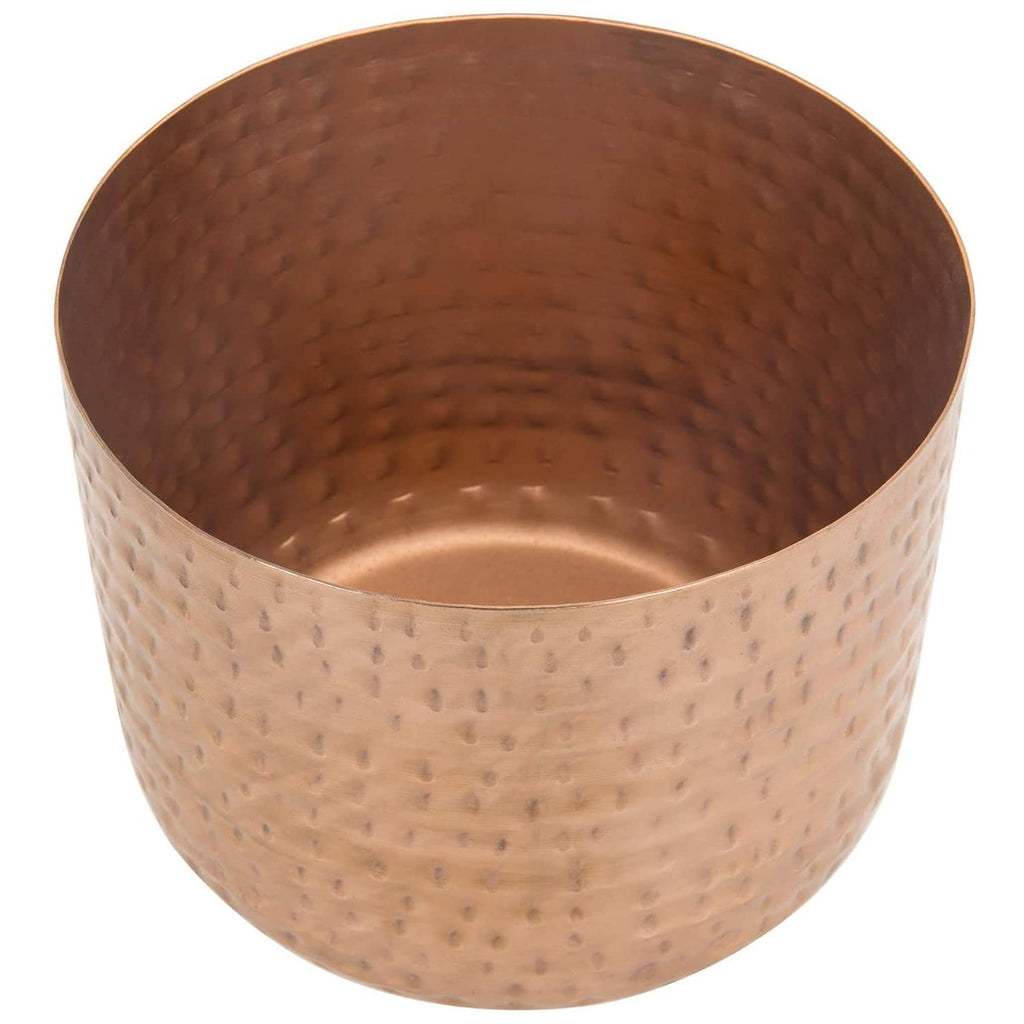 6 Inch Copper Tone Metal Plant Pot with Hammered Design, Decorative Small Succulent Planter - Handcrafted in India
