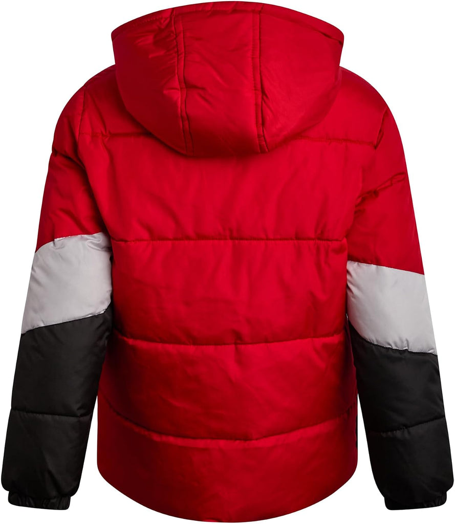 Boys Puffer Jacket Fleece-Lined Winter Coat with Hat