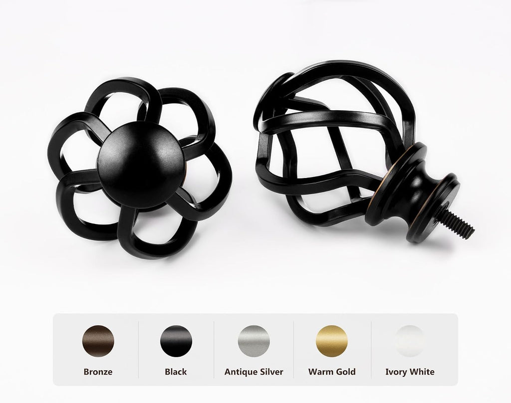 Black Curtain Rods for Windows, Long Drapery Rods| 1 Inch Heavy Duty, Single Curtain Pole, Easy Wall