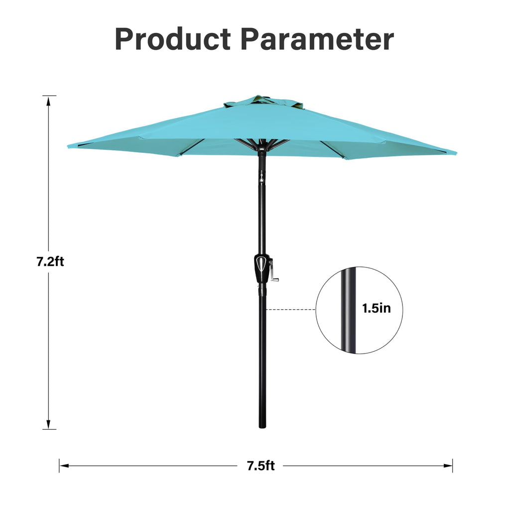 9' Patio Umbrella Outdoor Table Market Yard Umbrella with Push Button Tilt/Crank, 8 Sturdy Ribs for Garden, Deck