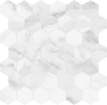 BuildMyplace 2-Inch Plata Statuario Brina Hexagon Matte Glazed Porcelain Mosaic Floor and Wall Tile, 10 Pieces