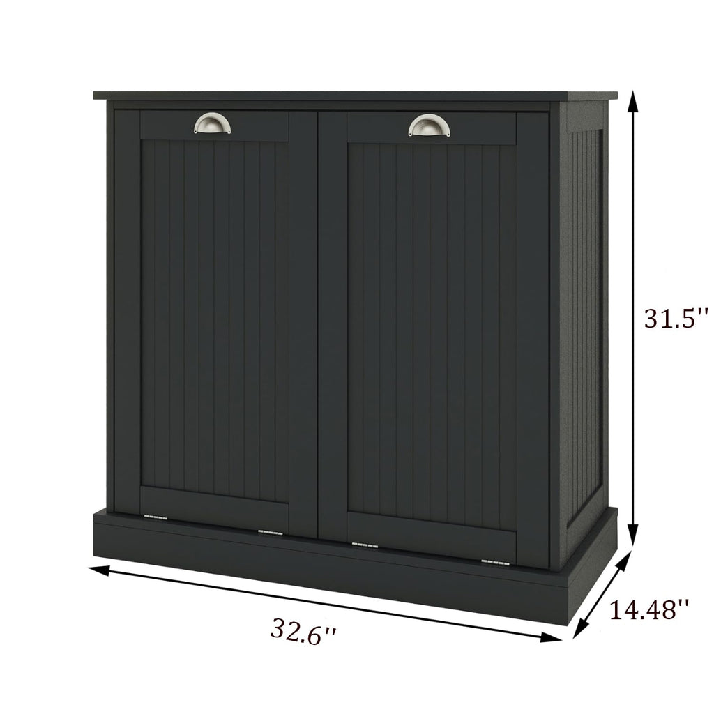 Tilt Out Laundry Hamper Cabinet with Removable Basket, Double Hidden Laundry Hamper Cabinet, Wood Bathroom Storage