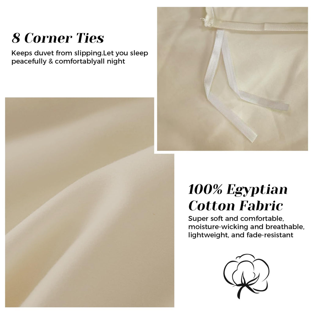 Duvet Cover King Size, 100% Egyptian Cotton 1000 Thread Count Ultra Soft 3-Piece Duvet Cover Set with Zipper Closure