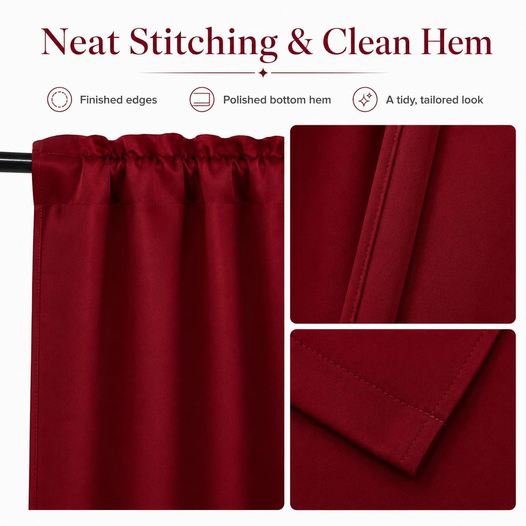 Christmas Decorative Café Curtains Set of 2, Rod Pocket Blackout Short Kitchen Window Tier Small Thermal Insulated