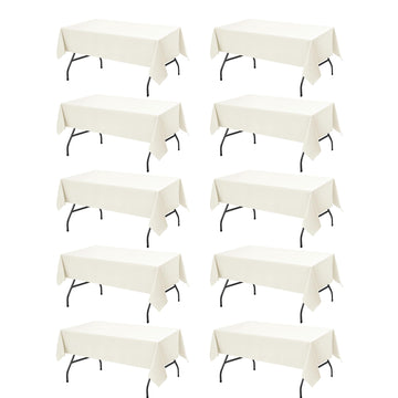 10-Pack Ivory Tablecloths for Rectangle Tables, 60 x 84 Inches
