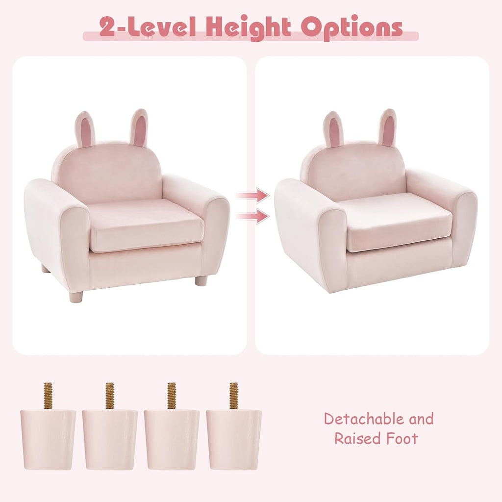 Kids Sofa, Children Armrest Chair with Sturdy Wood Construction and Dutch Velvet, Upholstered Toddler Armrest Couch