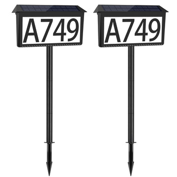 House Numbers for Outside Solar Powered, 2 Pack Solar Address Sign