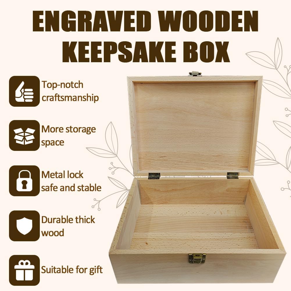 1 Pc Wooden Memory Keepsake Box, Blooming Sunflowers Motif Decorative Wooden Memory Box with Hinge Lids