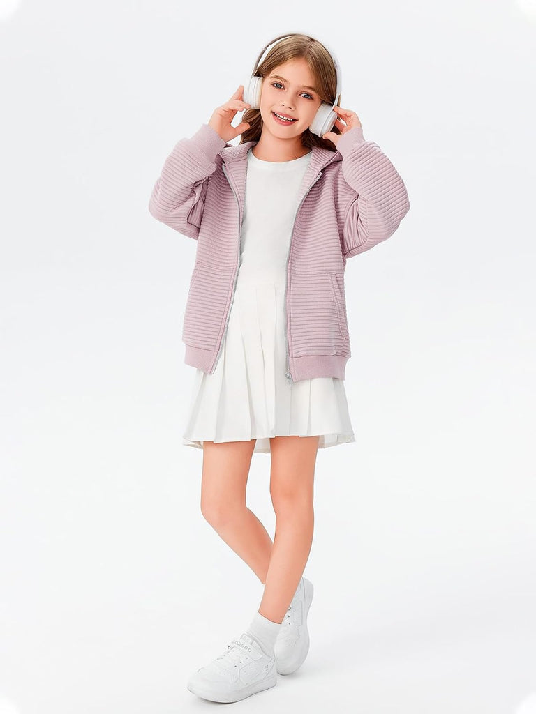 Girls Zip Up Hoodie Kids Oversized Sweatshirt