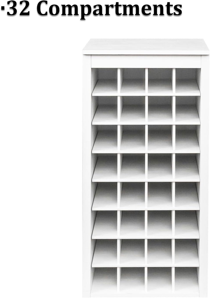 Wine Rack Freestanding Floor Stackable for Liquor 8-Tier 32 Bottle Dividers Rustic Rectangle Small Wine Rack Cabinet