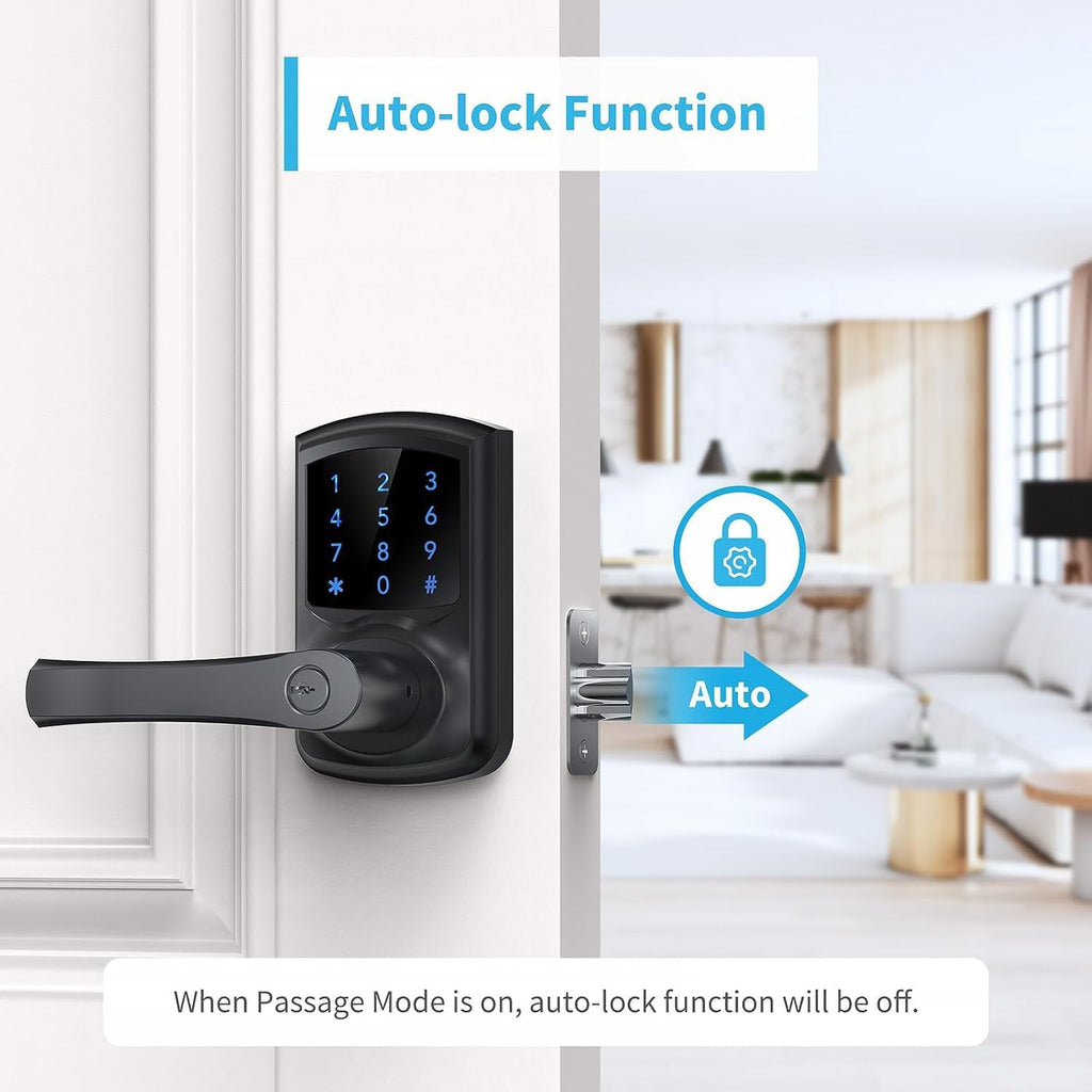 Keyless Entry Door Lock with Handle, Digital Keypad Door Knob, Smart Electronic Lock with Code, Touchscreen