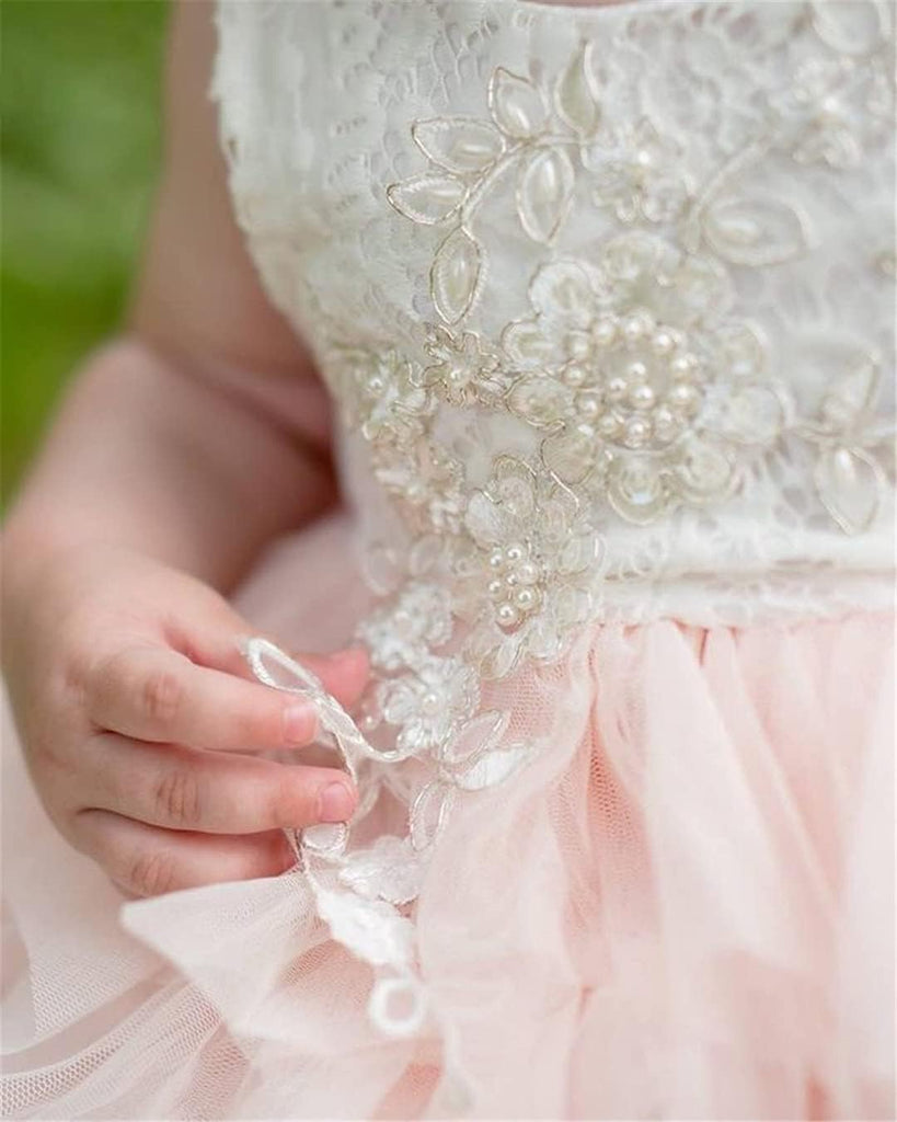 Backless A-line Lace Back Flower Girl Dress