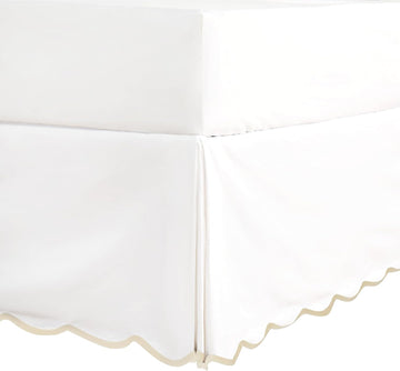 Chic 14'' King BedSkirts Scallop Edge Pleated Dust Ruffle | Easy Fit, Anti-Slip, Thick Fabric for Enhanced Privacy