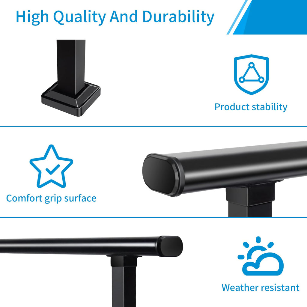 Horizontal 40" H x 48" W Deck Railing Kit, Black Wrought Iron Rail