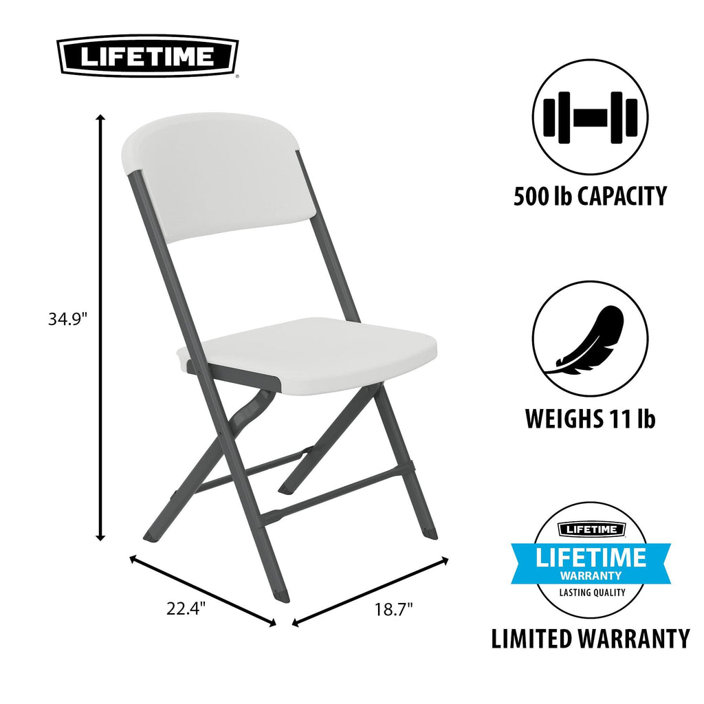 Folding Chairs, Classic Heavy Duty Foldable Chair Contoured for Comfort, 4-Pack, Plastic/Metal, White