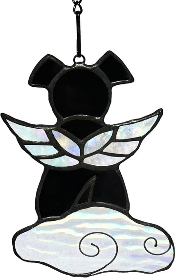 Stained Glass Angel Wings Dog Memorial Gifts for Loss of Dog Sympathy Bereavement Gift Suncatcher, Rainbow Bridge Pet