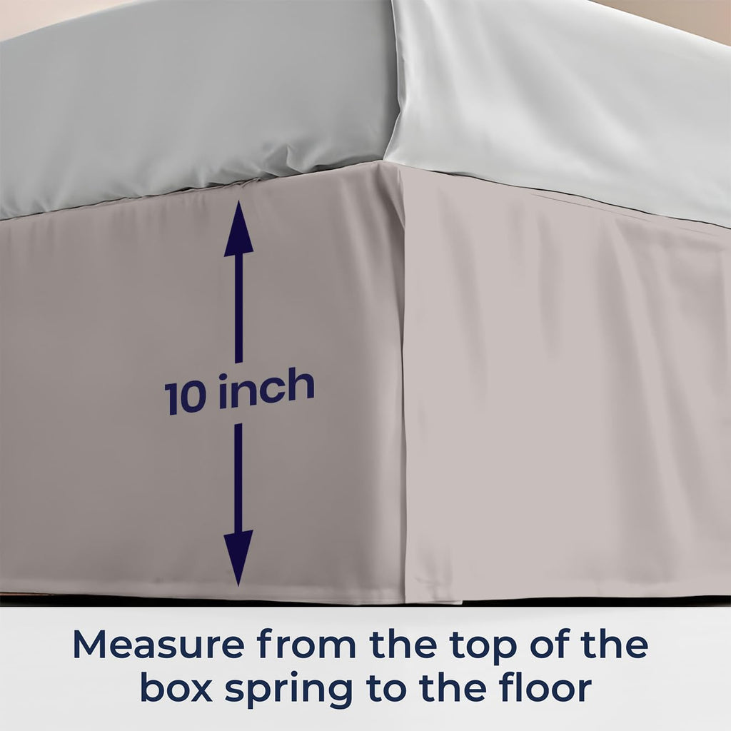 10 inch Drop Bed Skirt Full Size - Platform Style with Secure Fit, Classic Tailored Look, Elegant Pleated Style Dust
