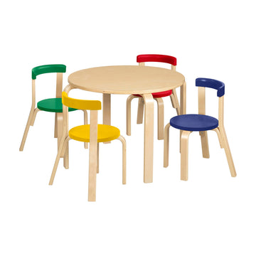 Bentwood Table and Curved Back Chair Set, Kids Furniture, Assorted, 5-Piece