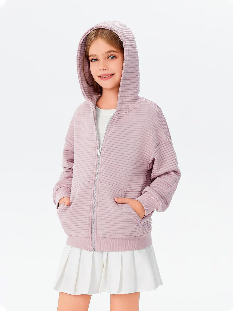 Girls Zip Up Hoodie Kids Oversized Sweatshirt