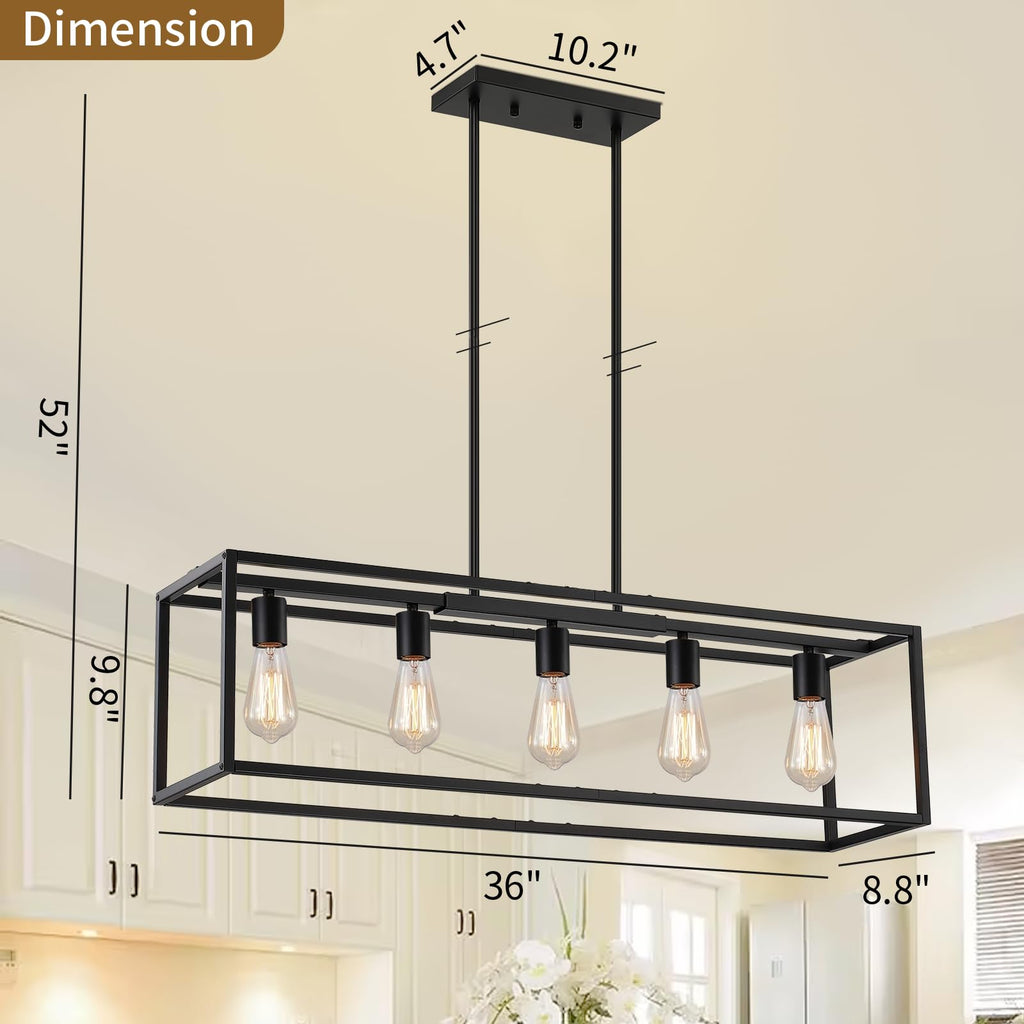 Dining Room Light Fixture,Black Farmhouse Kitchen Island Lighting,Rustic Pendant Light Over Table