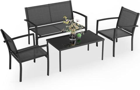 Greesum 4 Pieces Patio Furniture Set, Outdoor Conversation Sets for Patio, Lawn, Garden