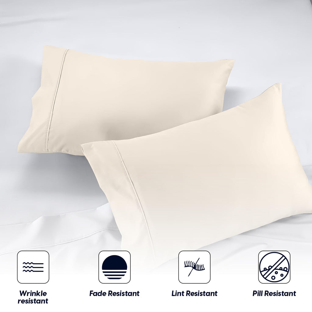 Queen Size Pillowcases Set of 2, 100% Egyptian Cotton Butter Pillow Covers, Hotel Quality, Soft Breathable Machine