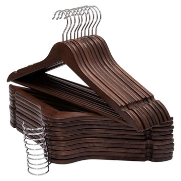 Solid Wooden Hangers 20 Pack, Wood Suit Hangers with Extra Smooth Finish, Precisely Cut Notches and Chrome Swivel