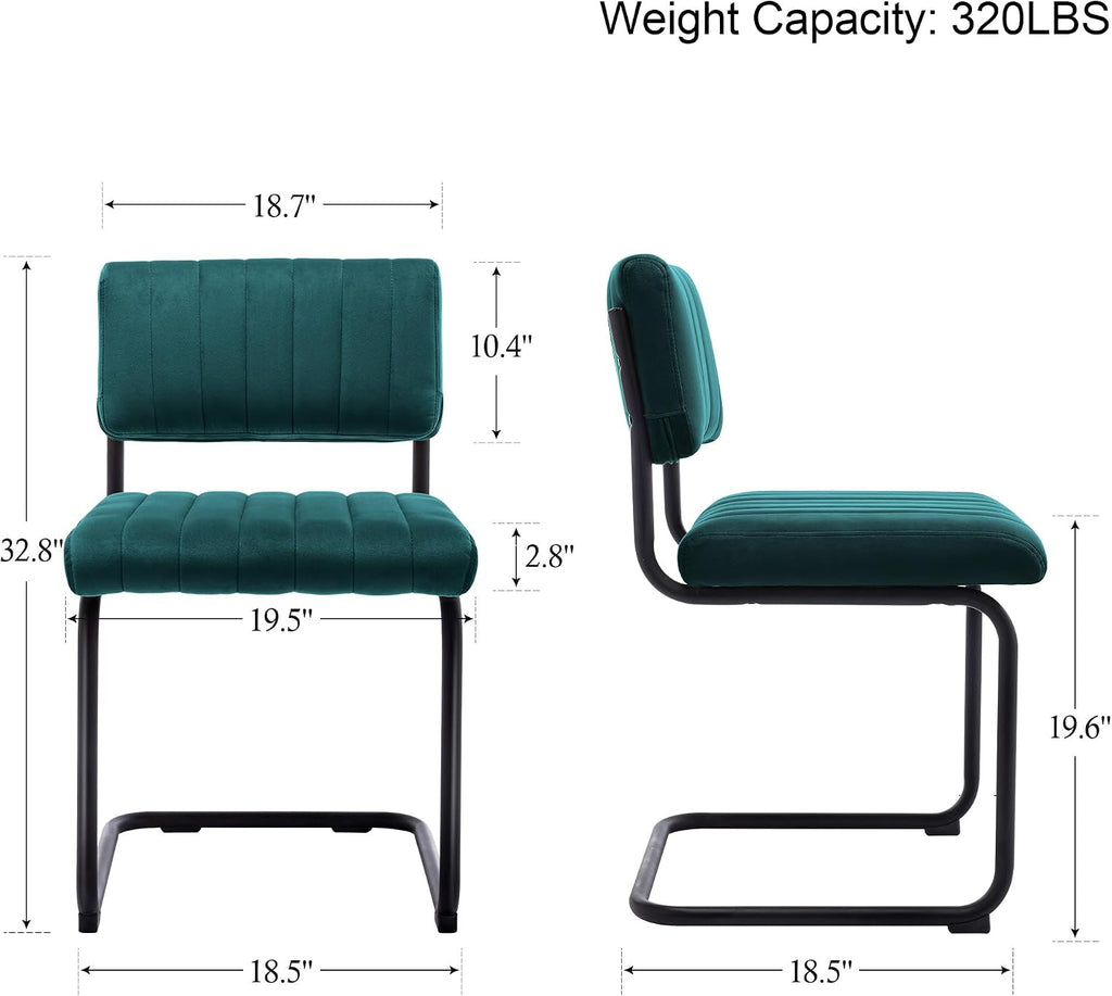 Modern Luxury Velvet Dining Room Chairs Set of 4, Teal Upholstered Kitchen Chairs, Heavy Duty Contemporary Armless