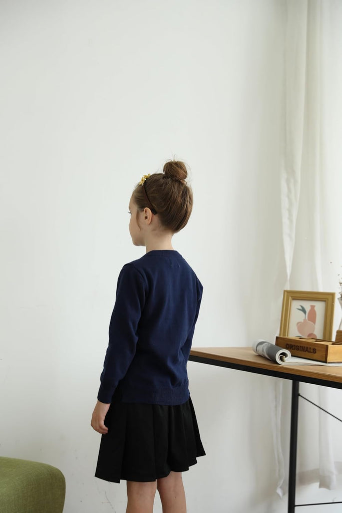 Sweater Cotton Button Solid Long Sleeve