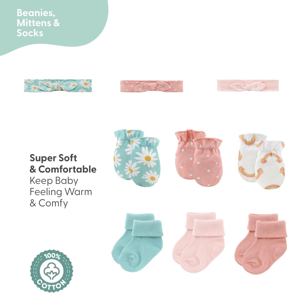 Baby Layette Gift Set for Girls - 16 Piece New Born Girl Gift Set, Baby Clothes & Newborn Essentials Must Haves