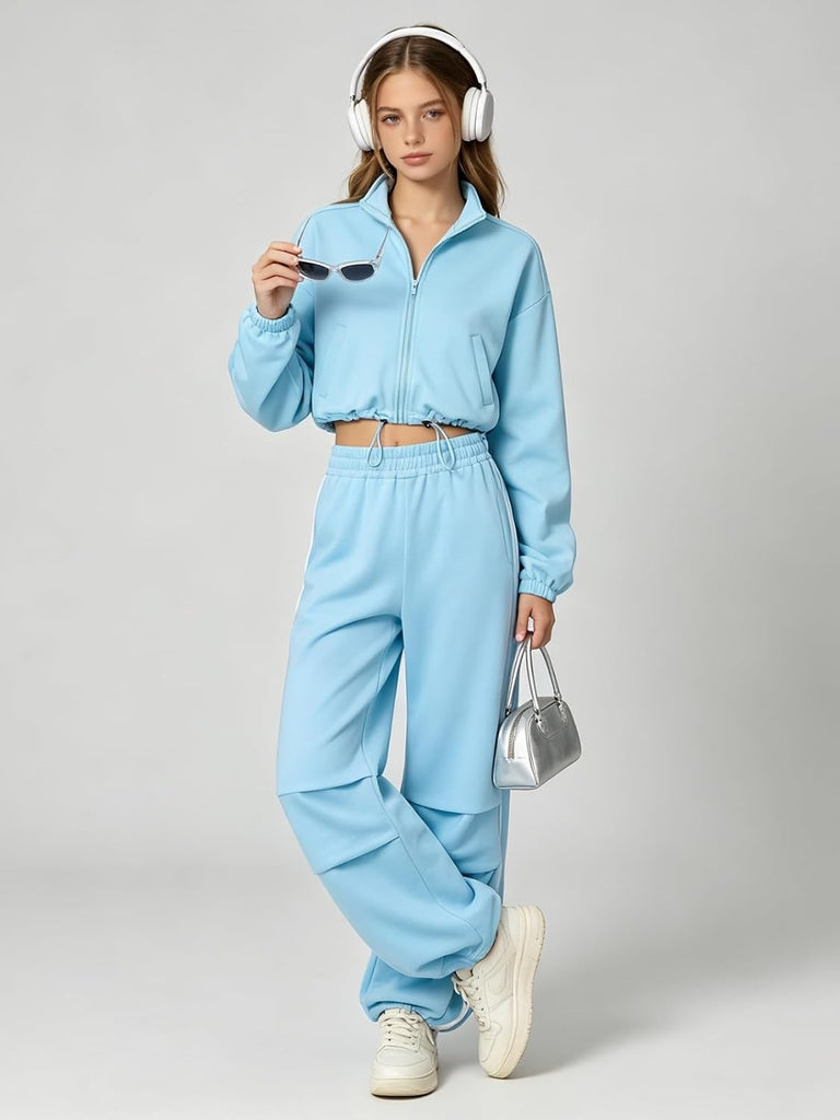 Outfits 2 Piece Lace Neck Long Sleeved Top and Pants Pants Set Teen Clothes