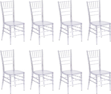 Clear Acrylic Ballroom Chairs, Modern Dining Chair Set of 8, Accent Event Ghost Chairs for Wedding Party Event