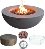 Elementi Lunar Bowl Cast Concrete Fire Table - Natural Gas Outdoor Fire Pit