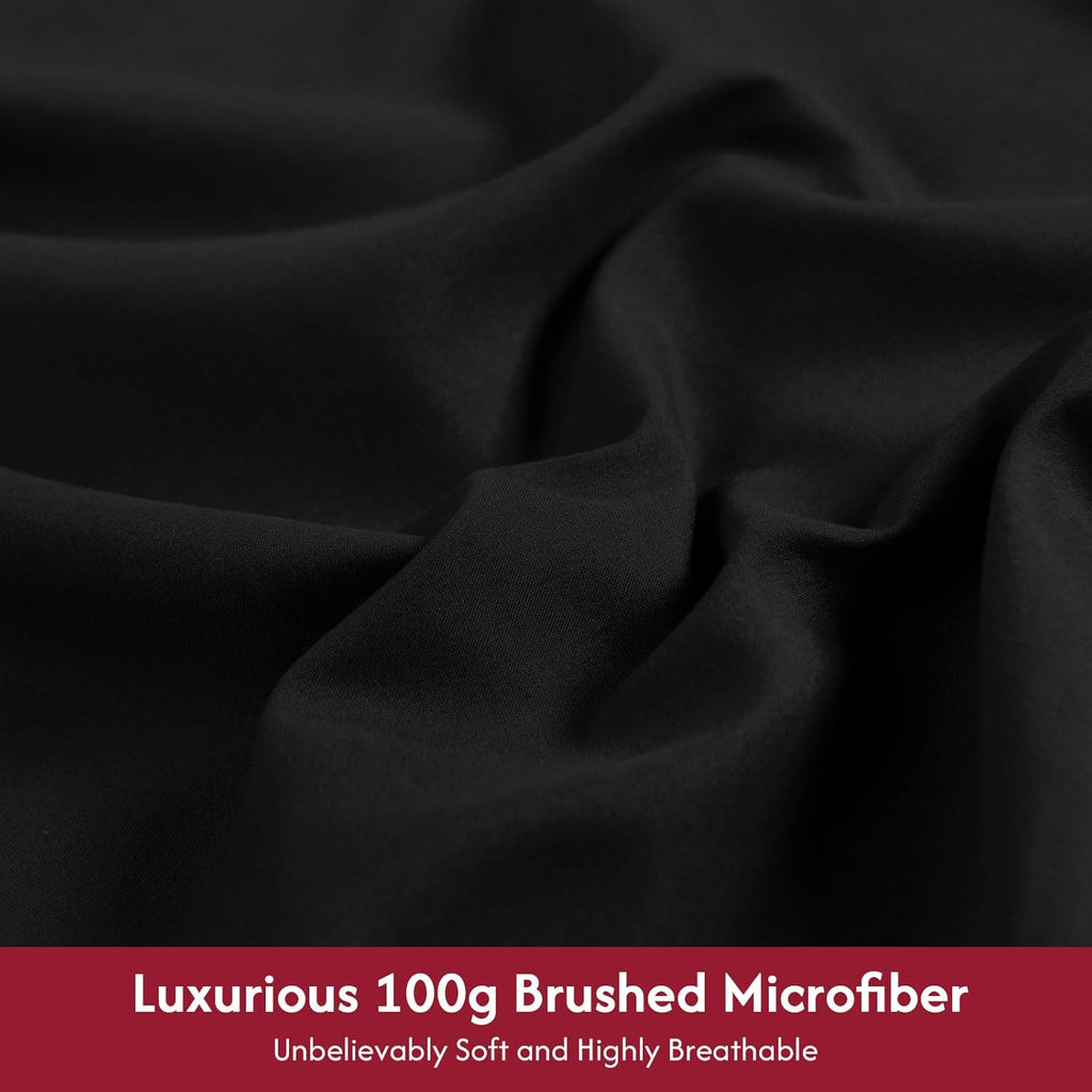 Queen Sheet Set - 6 Piece Hotel Luxury Wrinkle-Free Microfiber Sheet, Oeko-TEX Certified, Breathable & Elastic, 16"