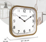Presentime & Co 10" Anton Vintage Square Clock, Silent No Ticking, Wall & Mantel 2 in 1 Clock, Desk and Shelf Clock