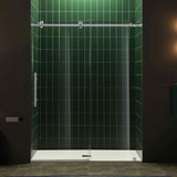 56-60" W x 80" H Frameless Single Sliding Shower Door with Tempered Glass & Explosion Proof Film in Chrome Finish